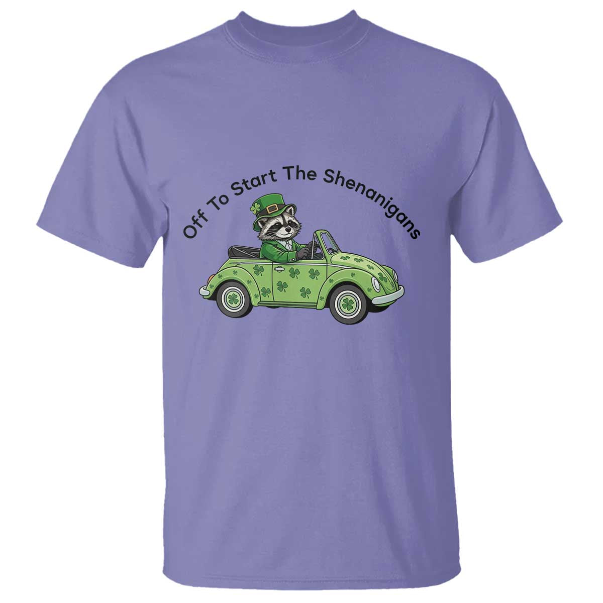 Off To Start The Shenanigans T Shirt Funny Irish Raccoon