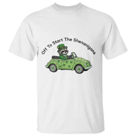Off To Start The Shenanigans T Shirt Funny Irish Raccoon