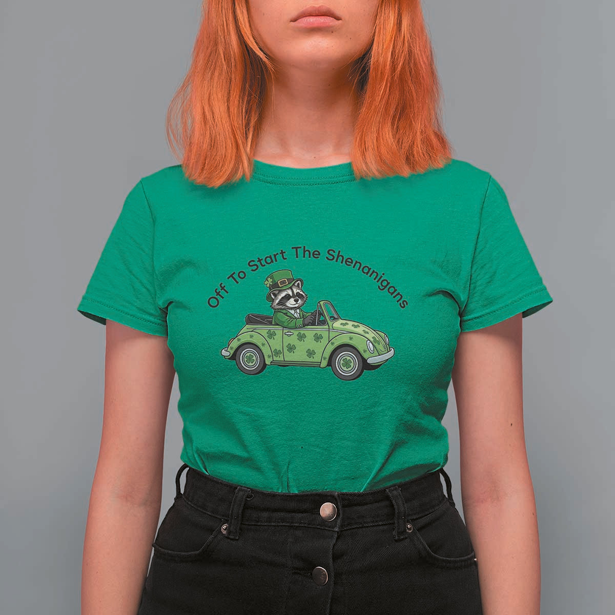 Off To Start The Shenanigans T Shirt For Women Funny Irish Raccoon