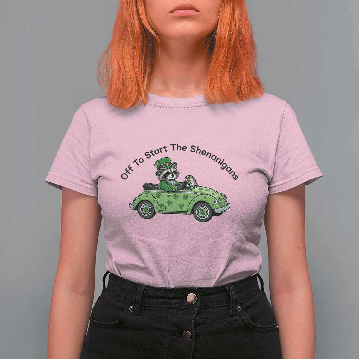 Off To Start The Shenanigans T Shirt For Women Funny Irish Raccoon