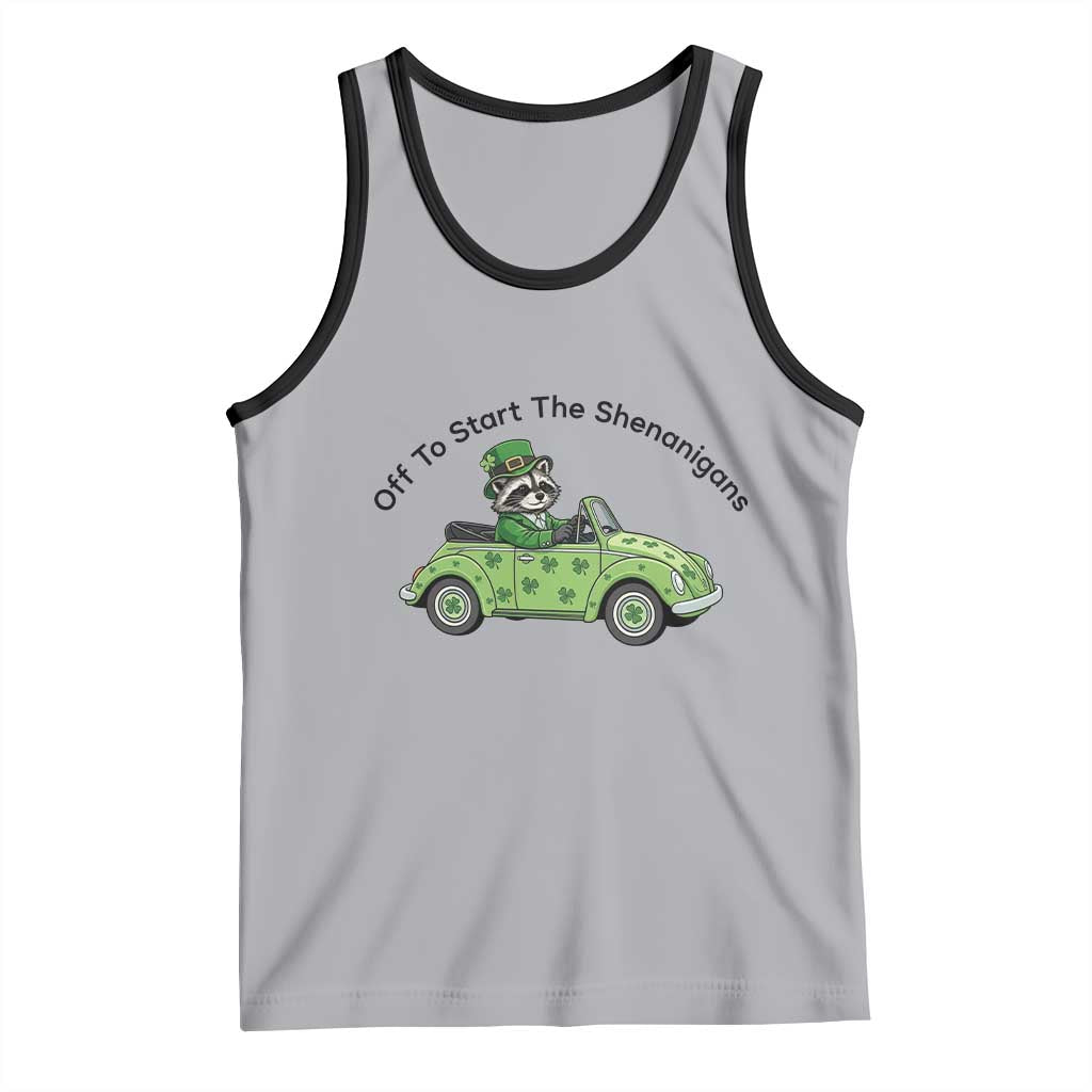 Off To Start The Shenanigans Tank Top Funny Irish Raccoon