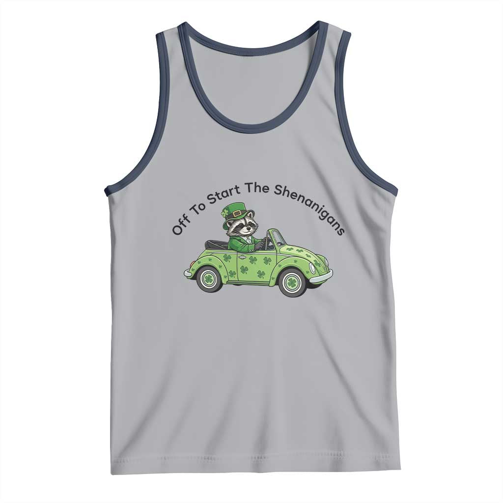 Off To Start The Shenanigans Tank Top Funny Irish Raccoon