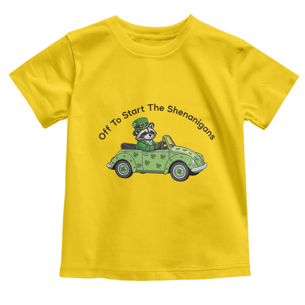 Off To Start The Shenanigans Toddler T Shirt Funny Irish Raccoon