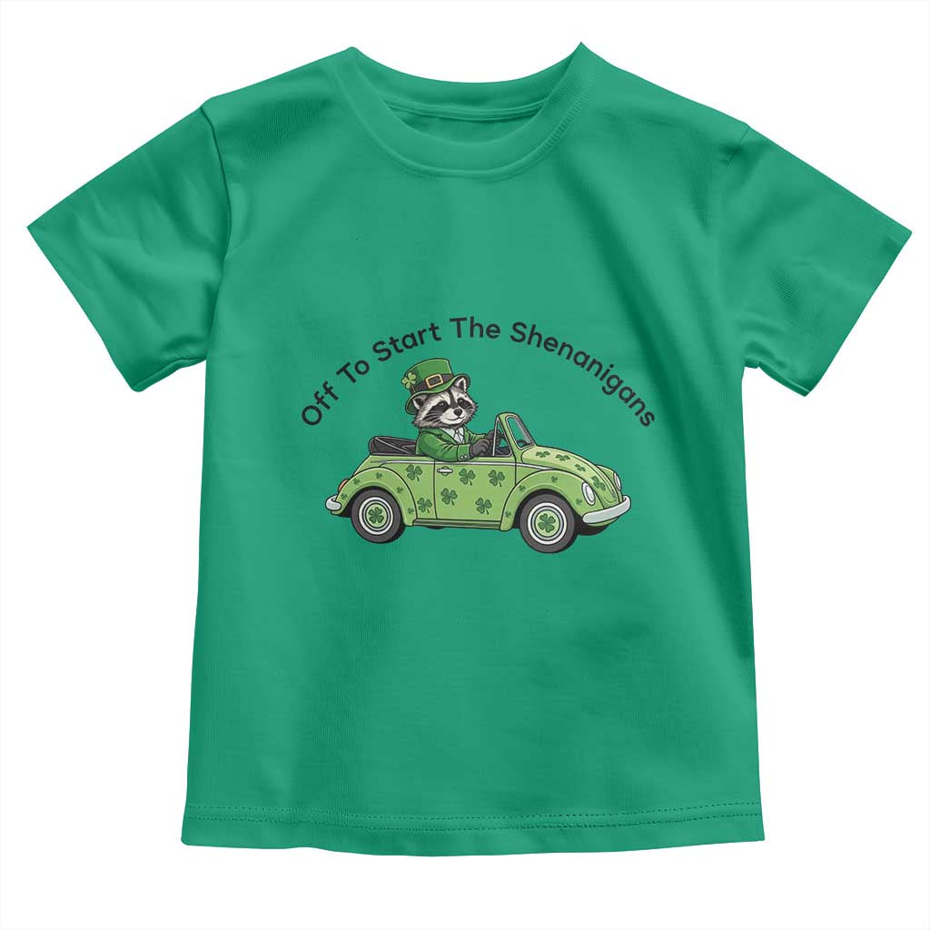 Off To Start The Shenanigans Toddler T Shirt Funny Irish Raccoon