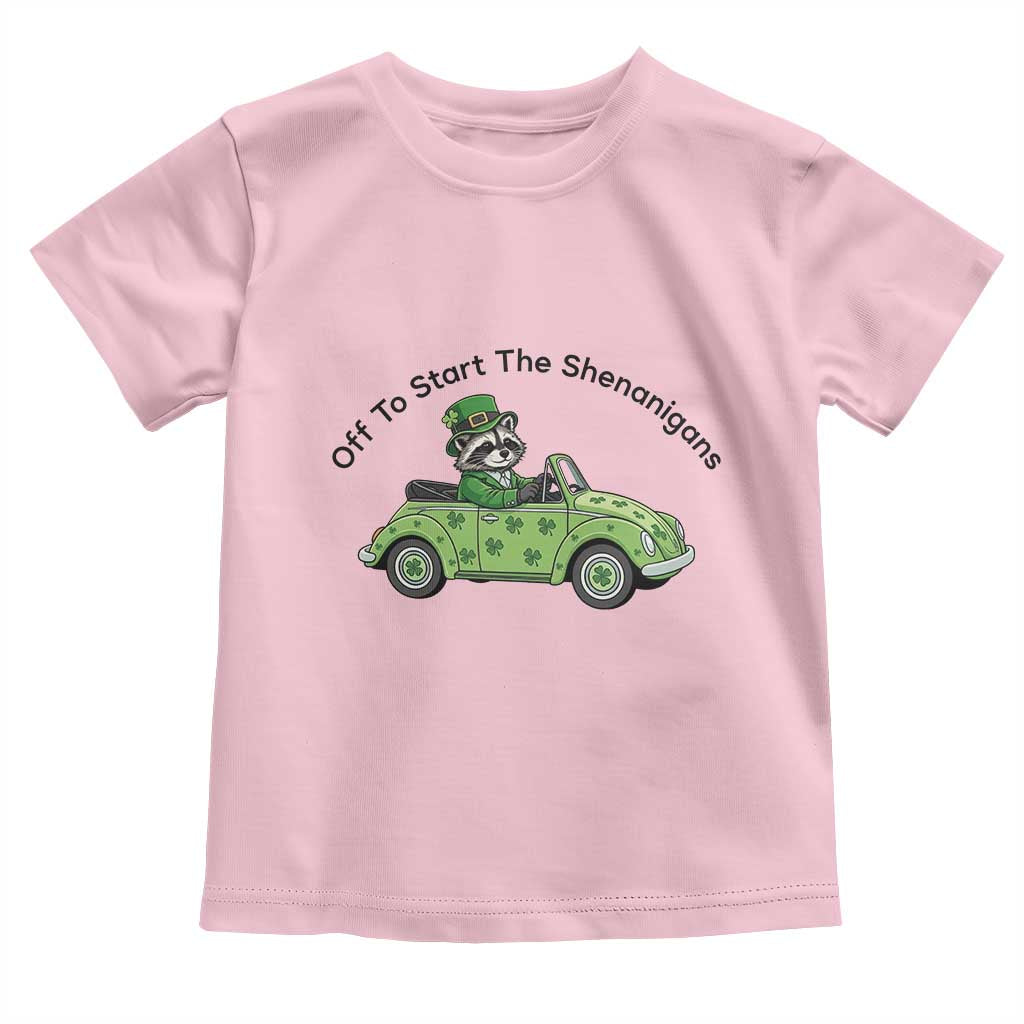 Off To Start The Shenanigans Toddler T Shirt Funny Irish Raccoon