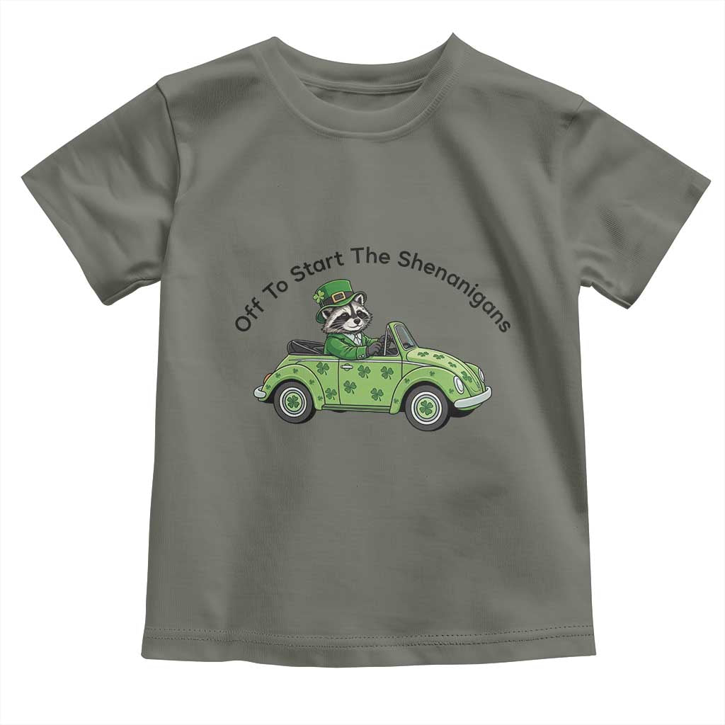 Off To Start The Shenanigans Toddler T Shirt Funny Irish Raccoon