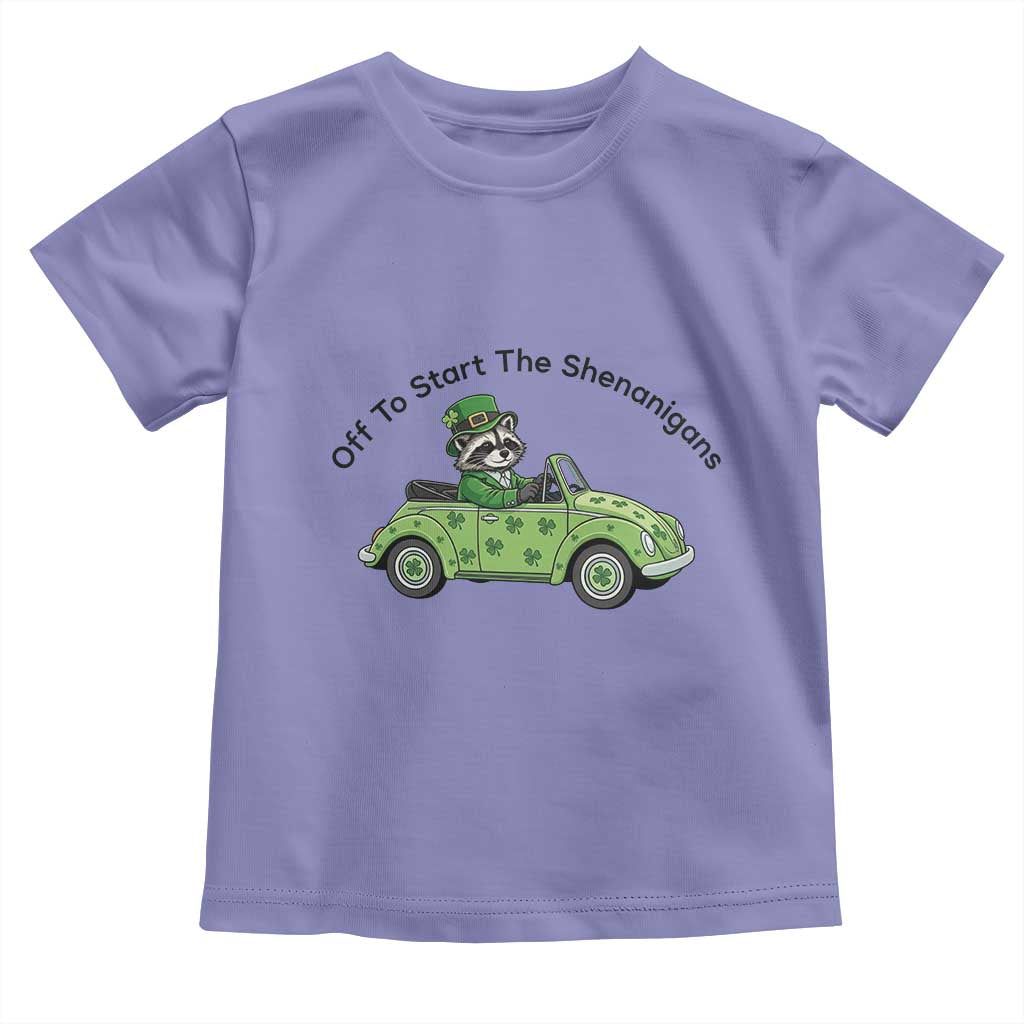 Off To Start The Shenanigans Toddler T Shirt Funny Irish Raccoon