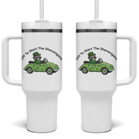 Off To Start The Shenanigans Tumbler With Handle Funny Irish Raccoon