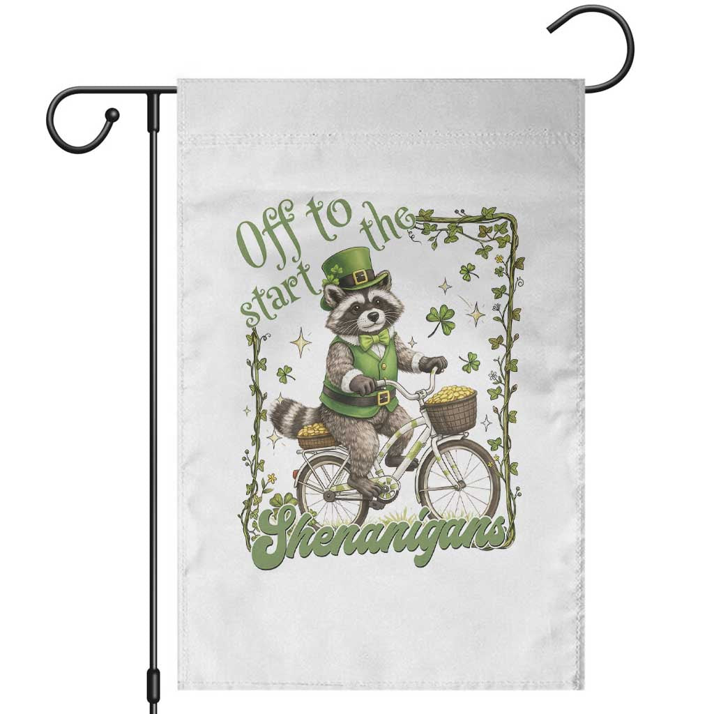 Funny Irish Raccoon Driver Garden Flag Off To Start The Shenanigans