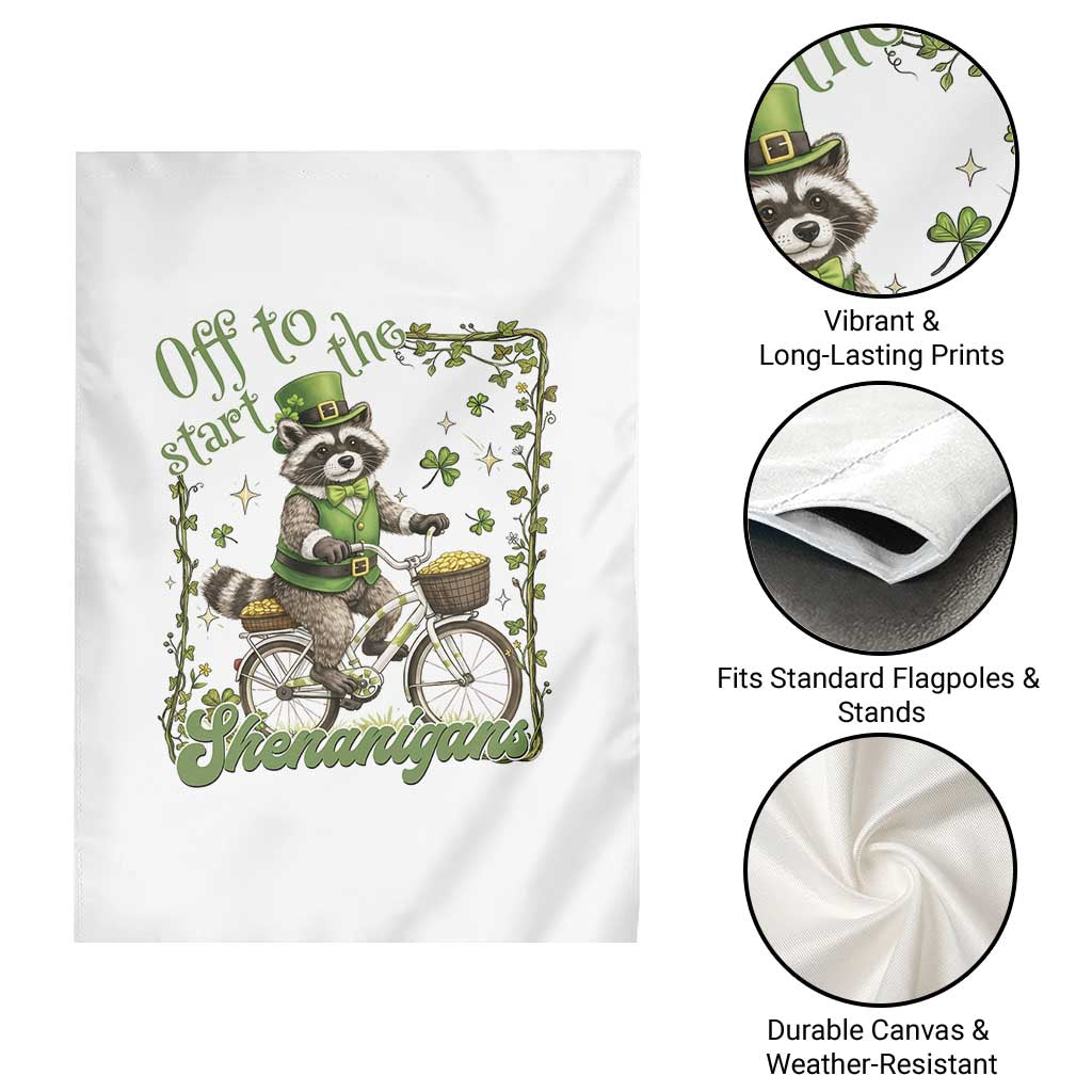 Funny Irish Raccoon Driver Garden Flag Off To Start The Shenanigans