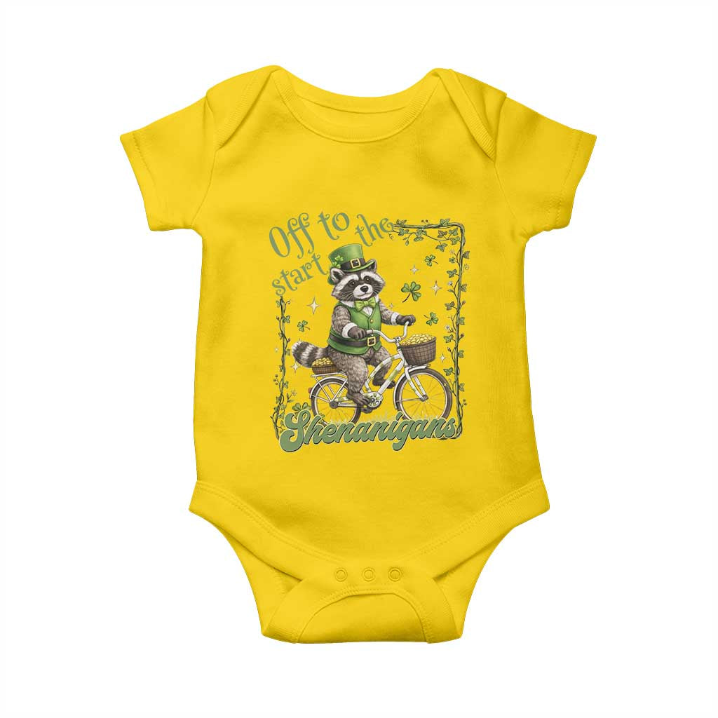Funny Irish Raccoon Driver Baby Onesie Off To Start The Shenanigans