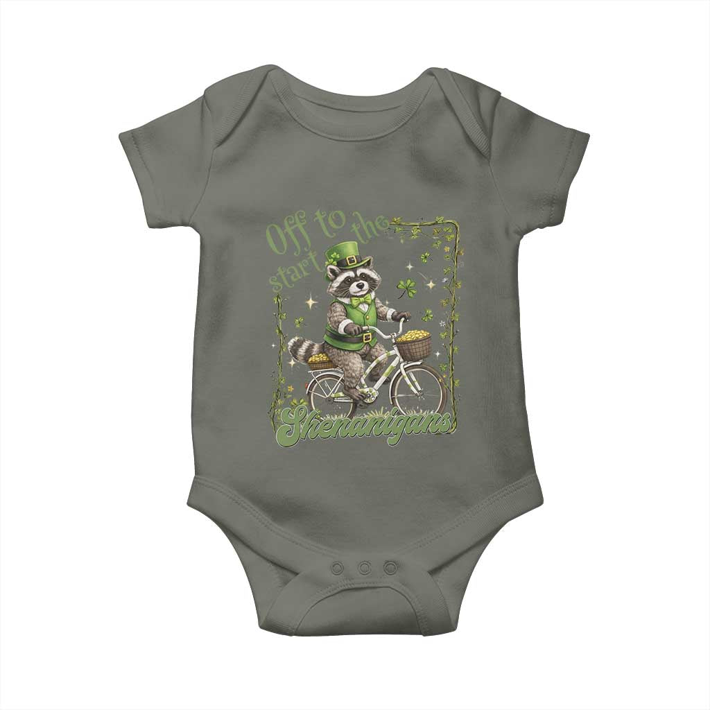 Funny Irish Raccoon Driver Baby Onesie Off To Start The Shenanigans
