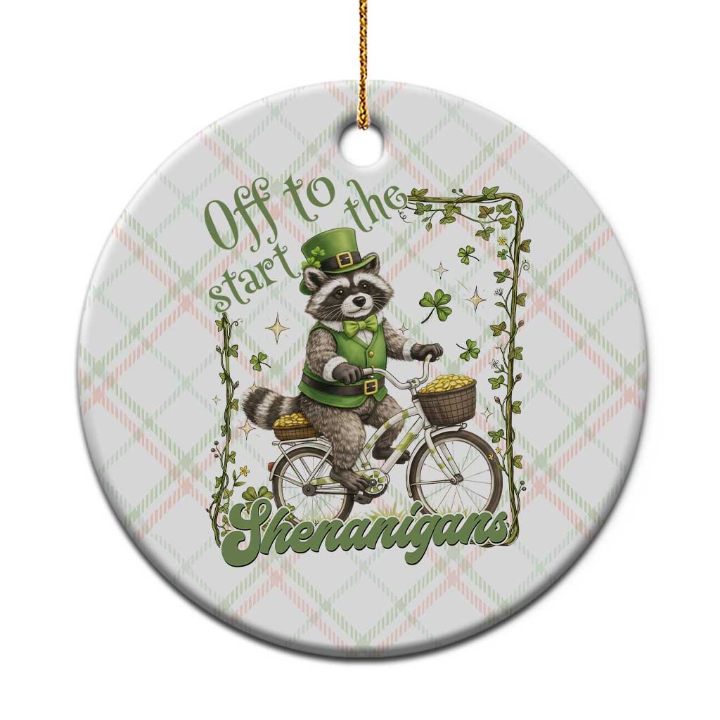 Funny Irish Raccoon Driver Ceramic Ornament Off To Start The Shenanigans