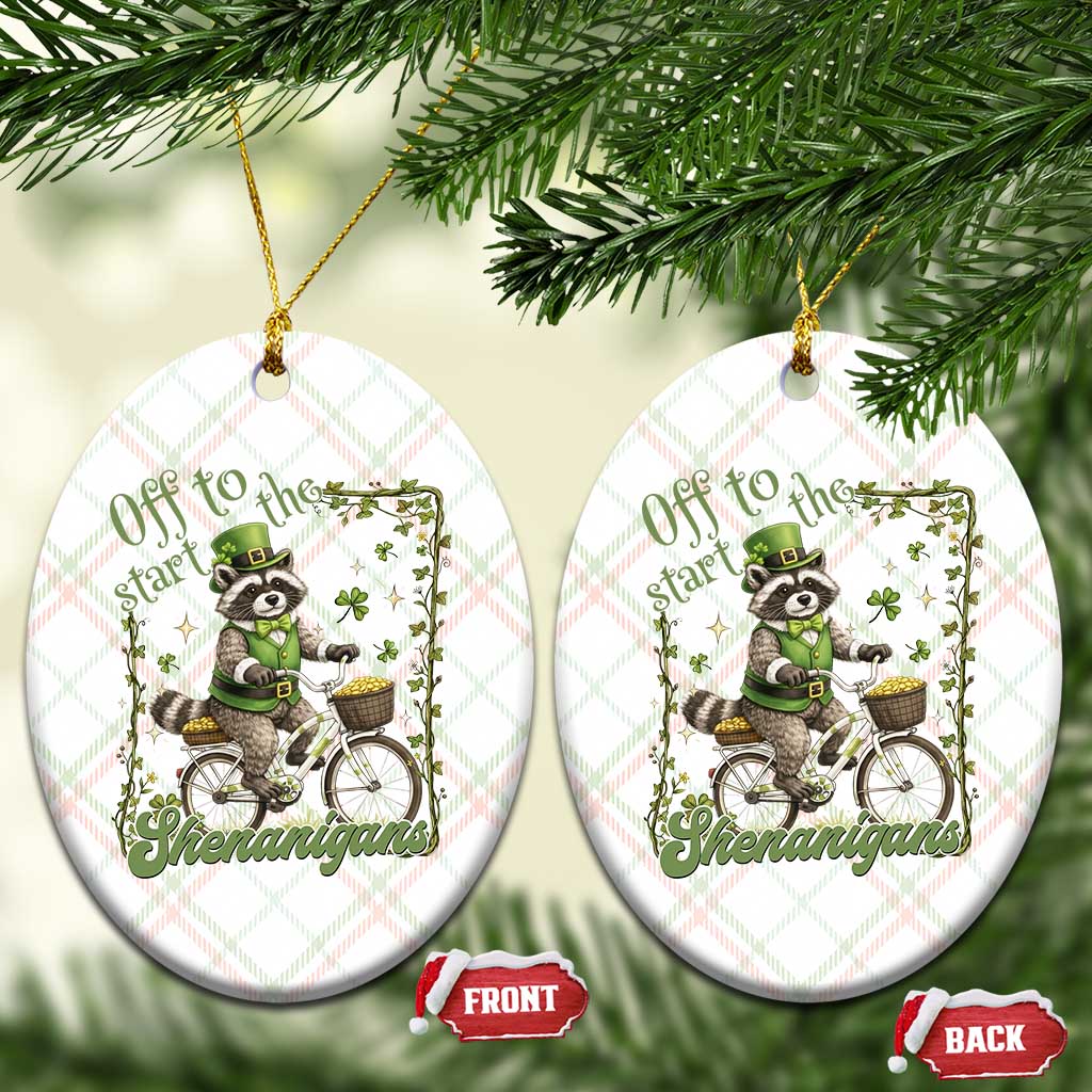 Funny Irish Raccoon Driver Ceramic Ornament Off To Start The Shenanigans