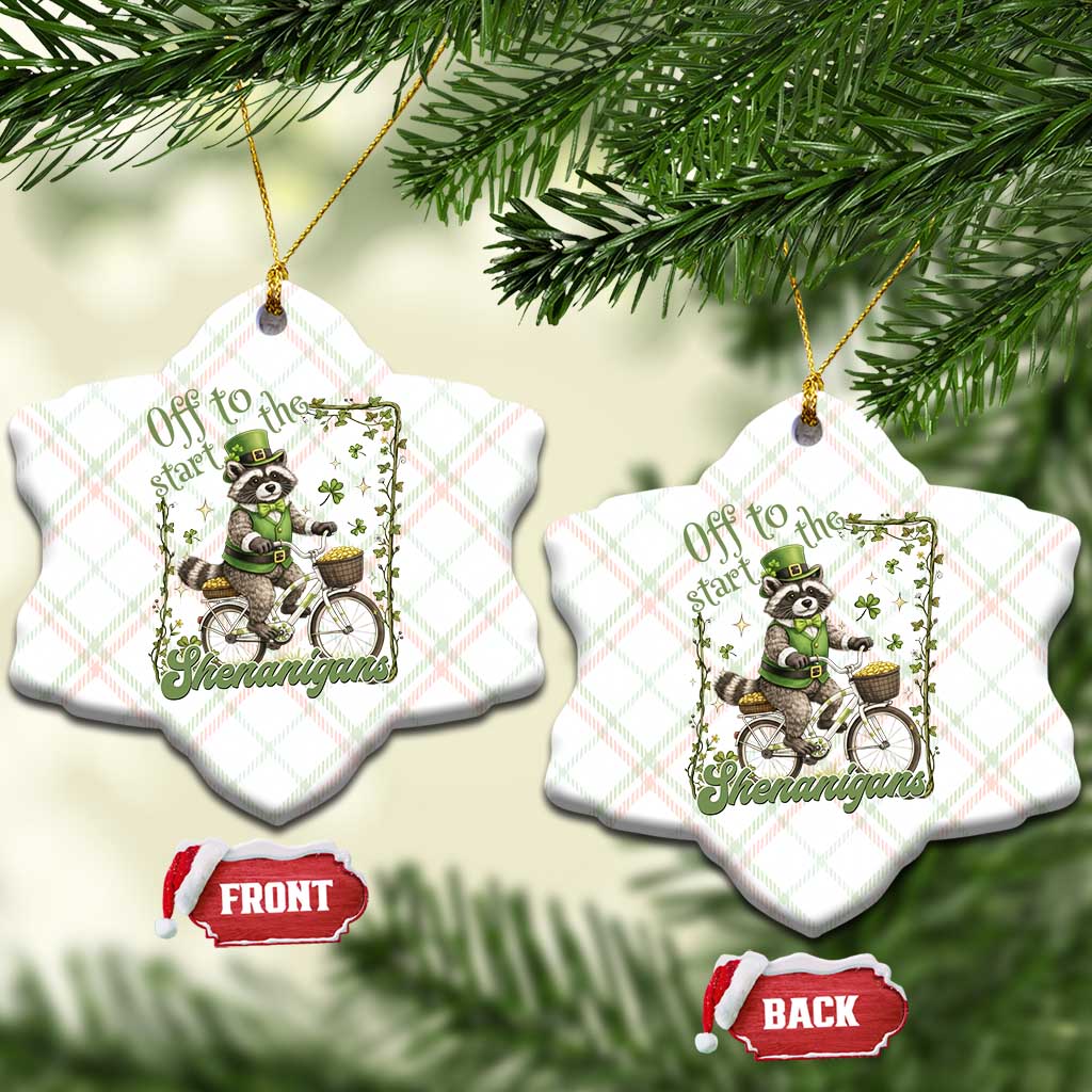 Funny Irish Raccoon Driver Ceramic Ornament Off To Start The Shenanigans