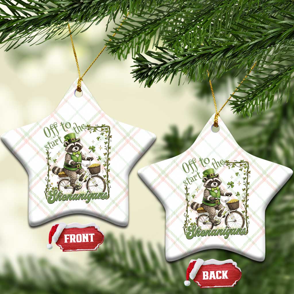 Funny Irish Raccoon Driver Ceramic Ornament Off To Start The Shenanigans