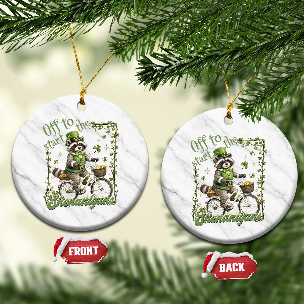 Funny Irish Raccoon Driver Ceramic Ornament Off To Start The Shenanigans