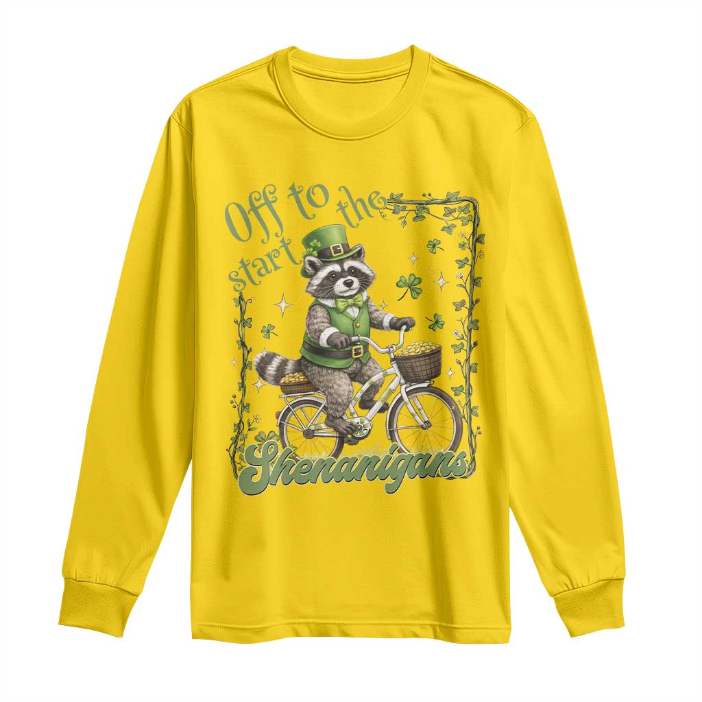 Funny Irish Raccoon Driver Long Sleeve Shirt Off To Start The Shenanigans
