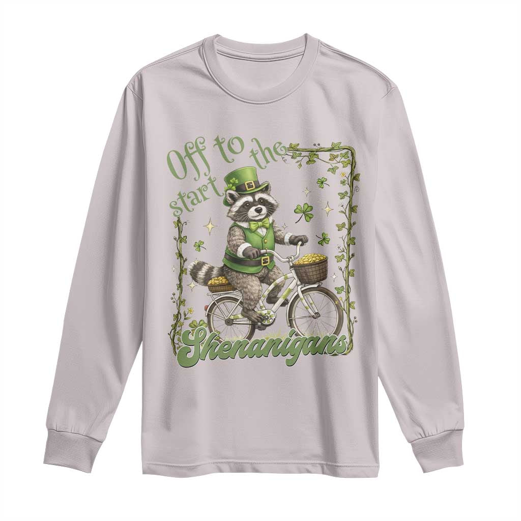 Funny Irish Raccoon Driver Long Sleeve Shirt Off To Start The Shenanigans