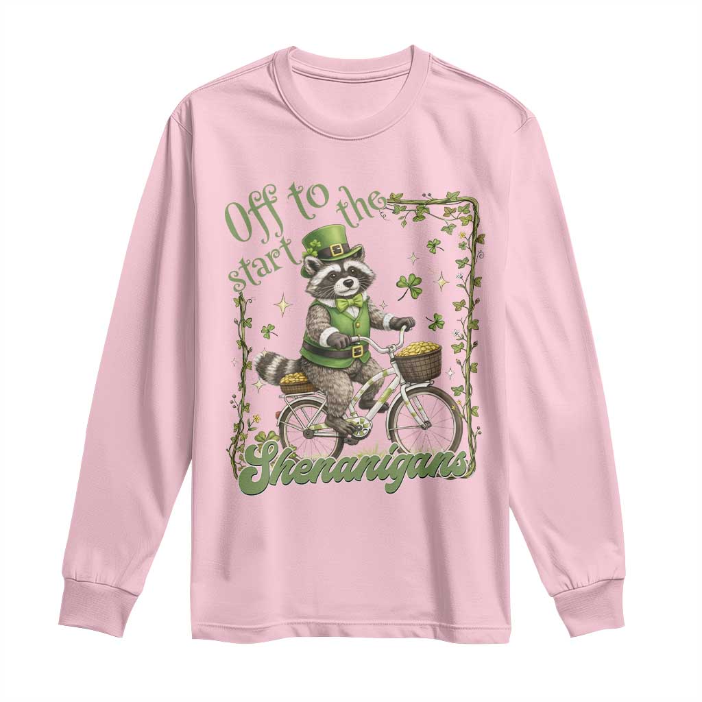 Funny Irish Raccoon Driver Long Sleeve Shirt Off To Start The Shenanigans