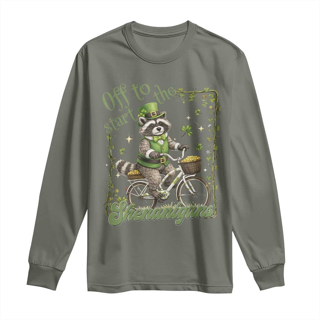 Funny Irish Raccoon Driver Long Sleeve Shirt Off To Start The Shenanigans