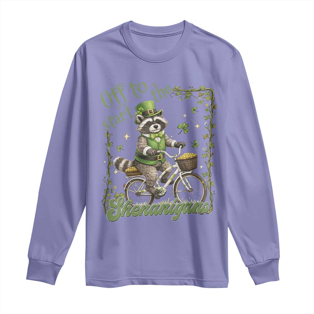 Funny Irish Raccoon Driver Long Sleeve Shirt Off To Start The Shenanigans