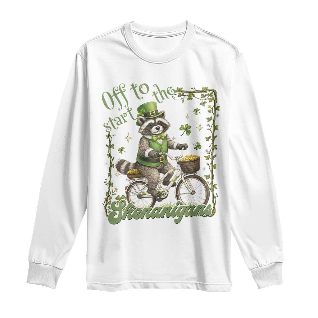 Funny Irish Raccoon Driver Long Sleeve Shirt Off To Start The Shenanigans