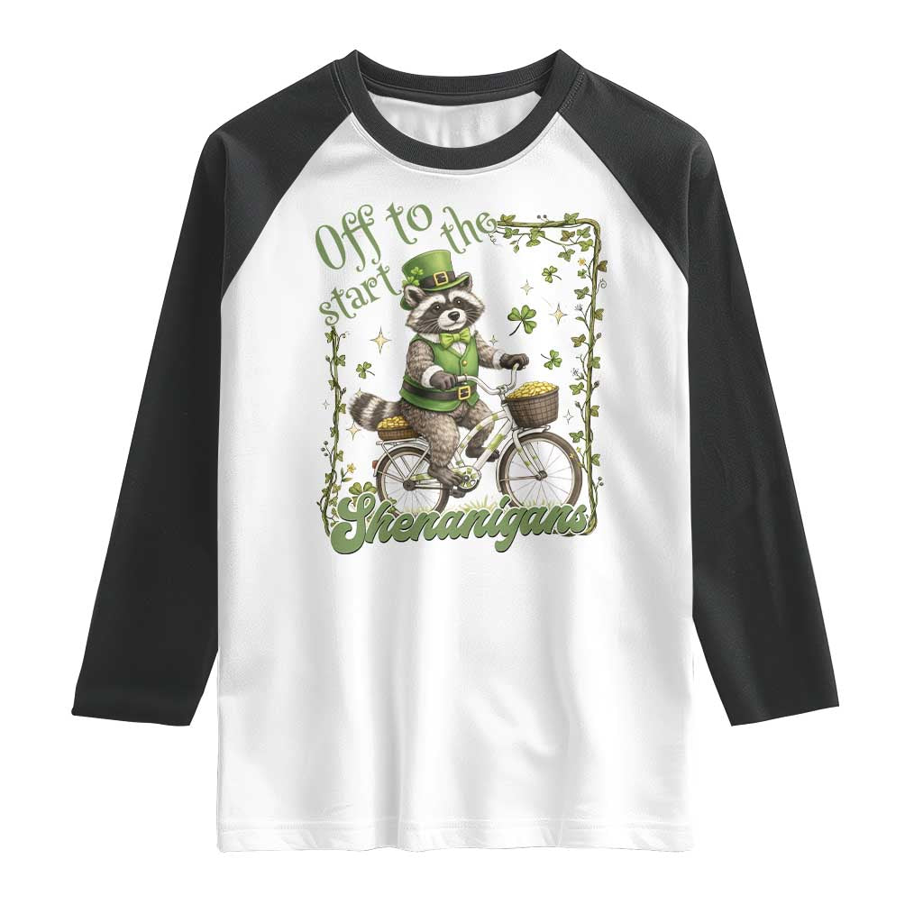 Funny Irish Raccoon Driver Raglan Shirt Off To Start The Shenanigans