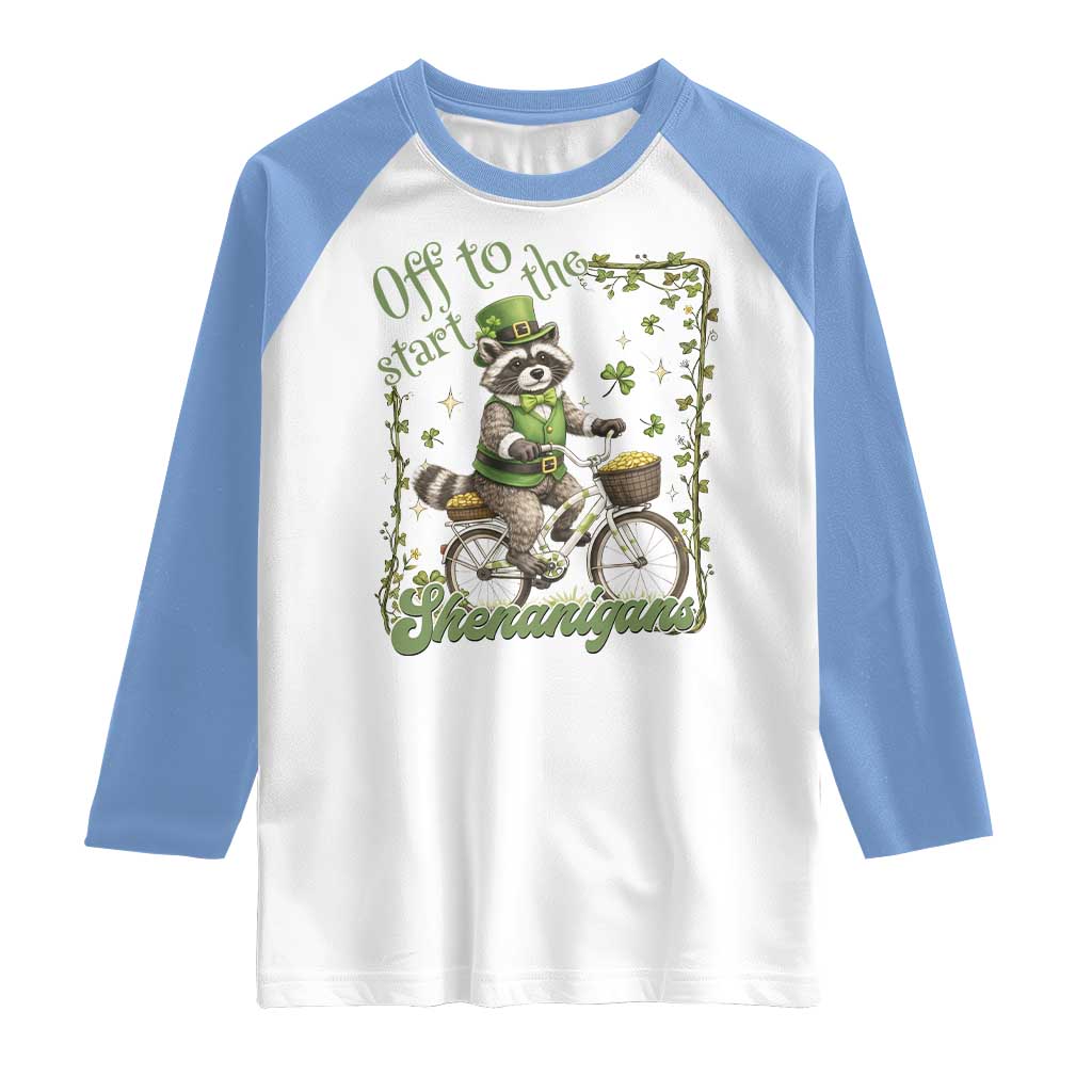 Funny Irish Raccoon Driver Raglan Shirt Off To Start The Shenanigans