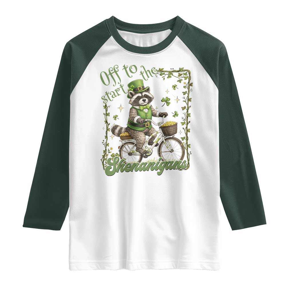 Funny Irish Raccoon Driver Raglan Shirt Off To Start The Shenanigans