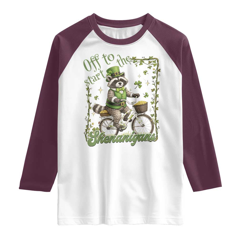 Funny Irish Raccoon Driver Raglan Shirt Off To Start The Shenanigans