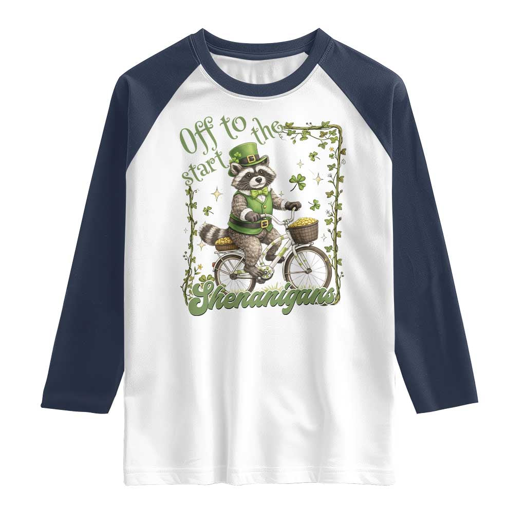 Funny Irish Raccoon Driver Raglan Shirt Off To Start The Shenanigans