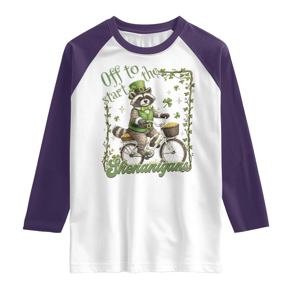Funny Irish Raccoon Driver Raglan Shirt Off To Start The Shenanigans