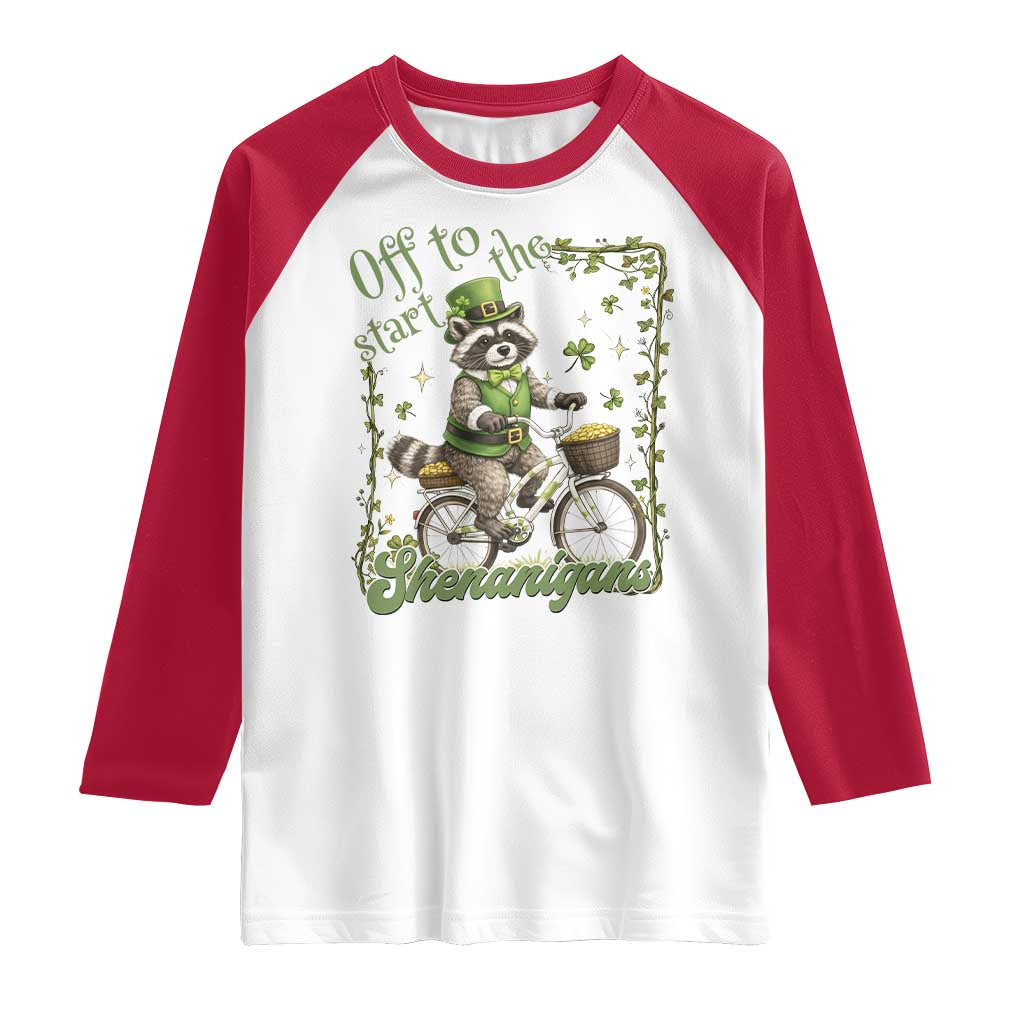 Funny Irish Raccoon Driver Raglan Shirt Off To Start The Shenanigans