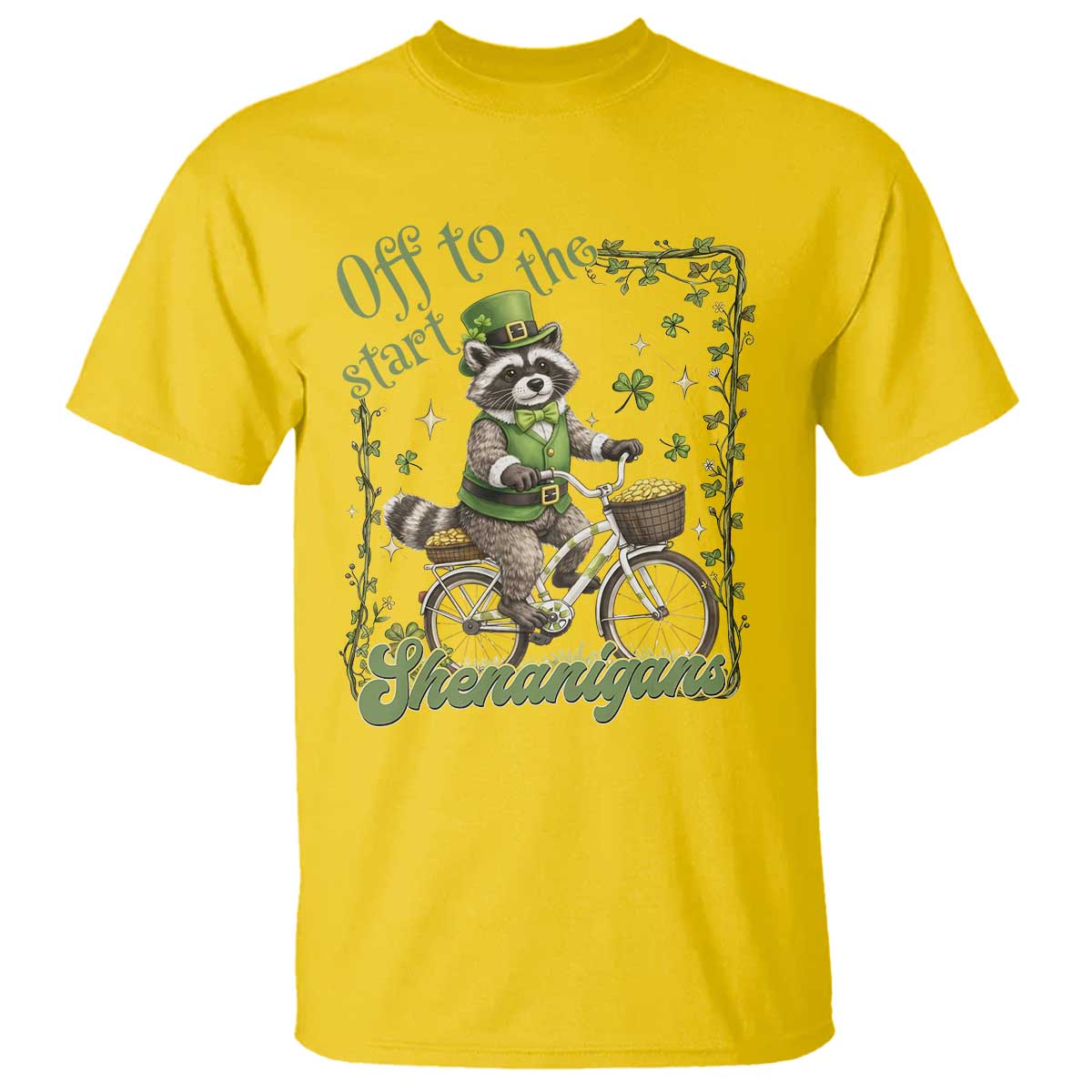 Funny Irish Raccoon Driver T Shirt Off To Start The Shenanigans