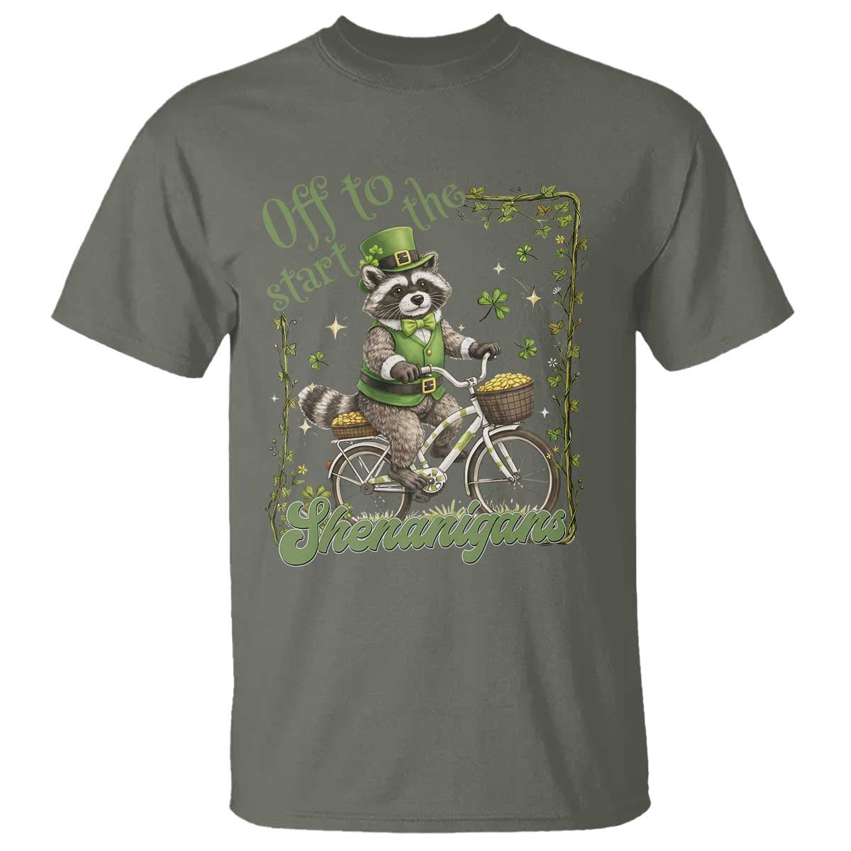 Funny Irish Raccoon Driver T Shirt Off To Start The Shenanigans