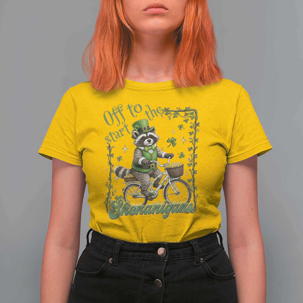 Funny Irish Raccoon Driver T Shirt For Women Off To Start The Shenanigans