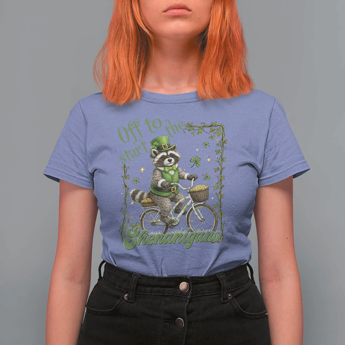 Funny Irish Raccoon Driver T Shirt For Women Off To Start The Shenanigans