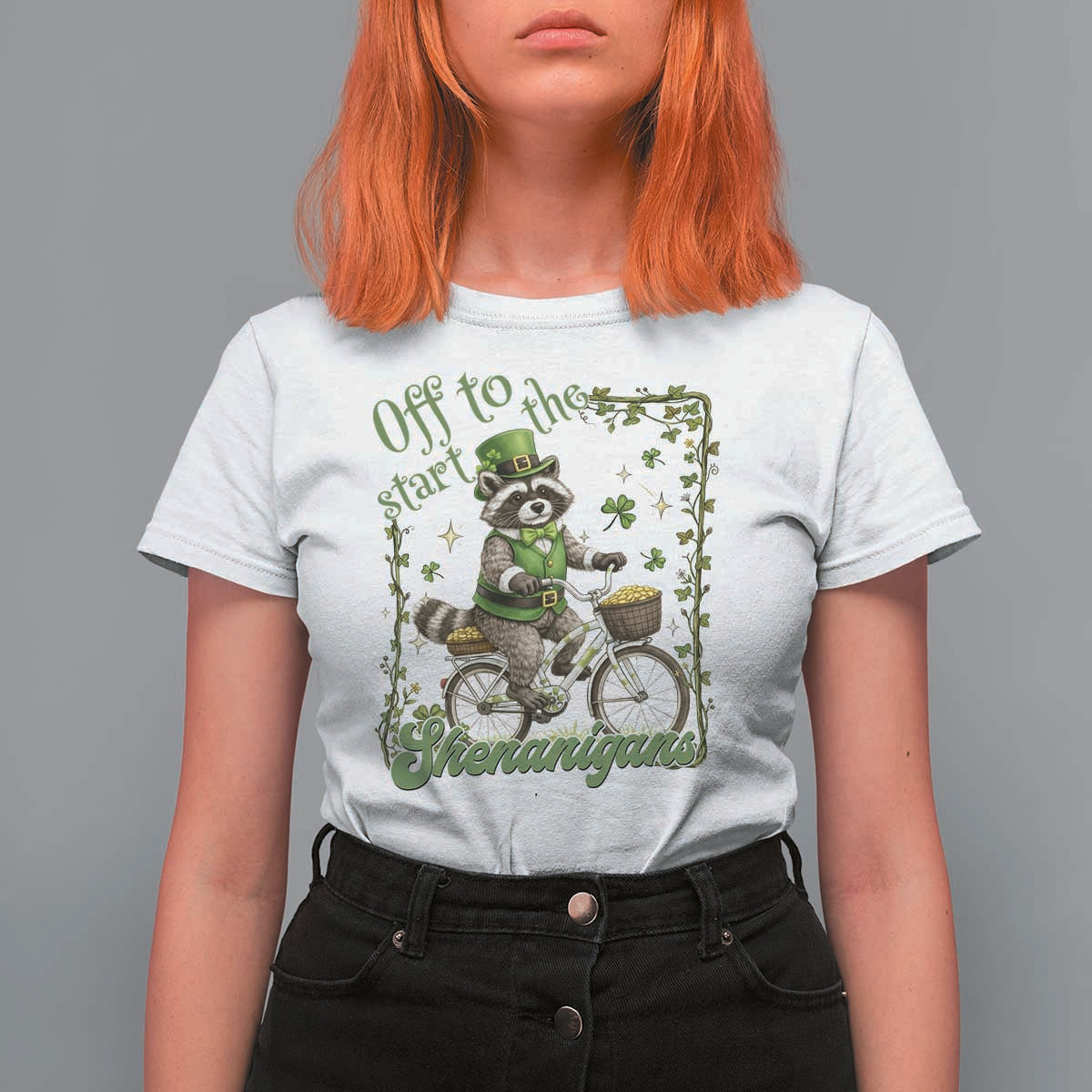 Funny Irish Raccoon Driver T Shirt For Women Off To Start The Shenanigans