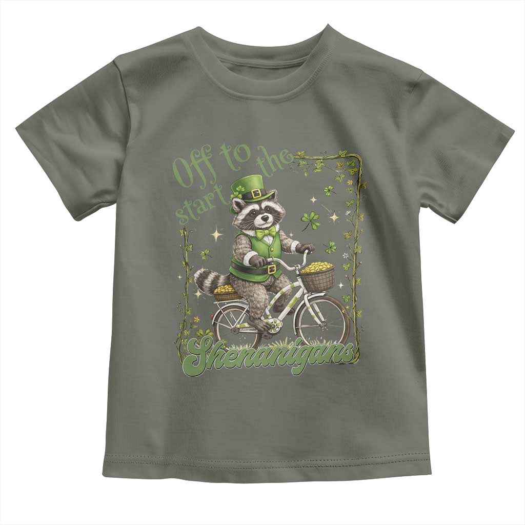 Funny Irish Raccoon Driver Toddler T Shirt Off To Start The Shenanigans