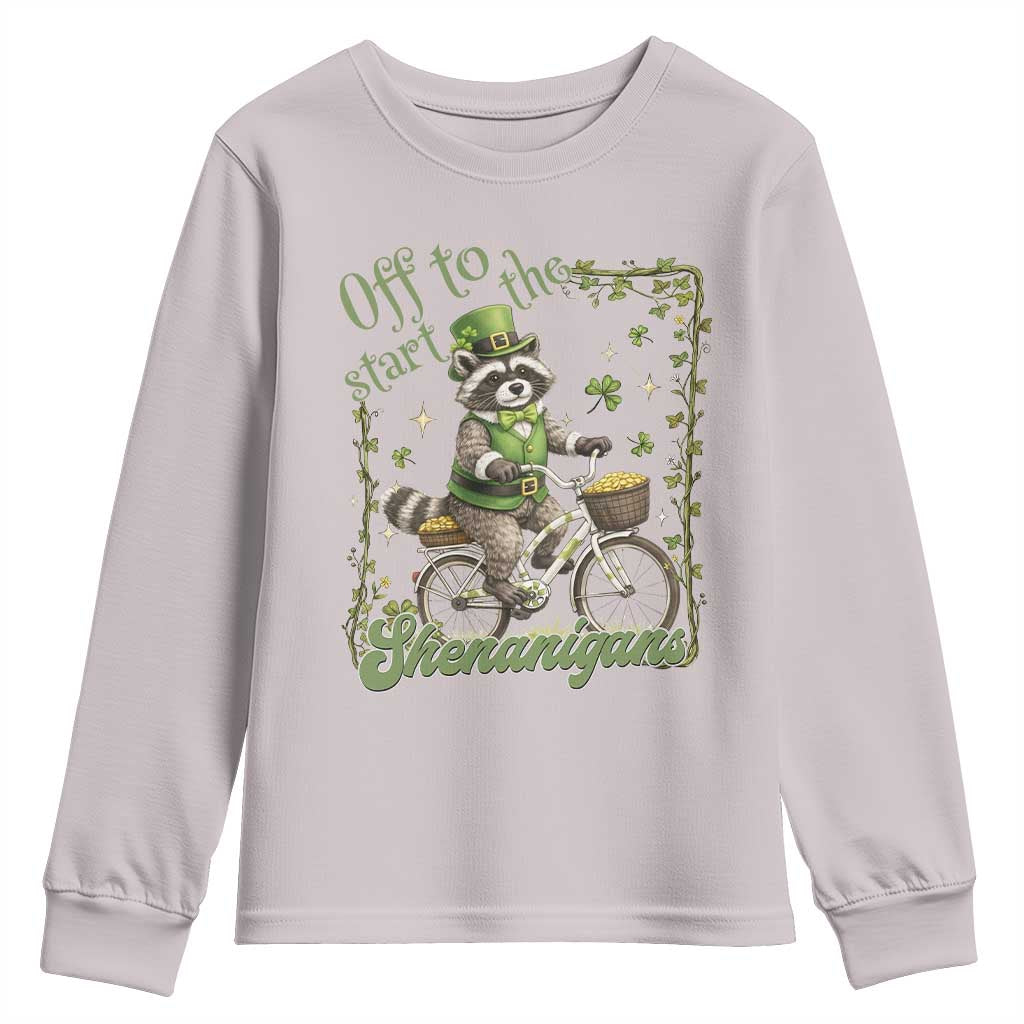 Funny Irish Raccoon Driver Youth Sweatshirt Off To Start The Shenanigans