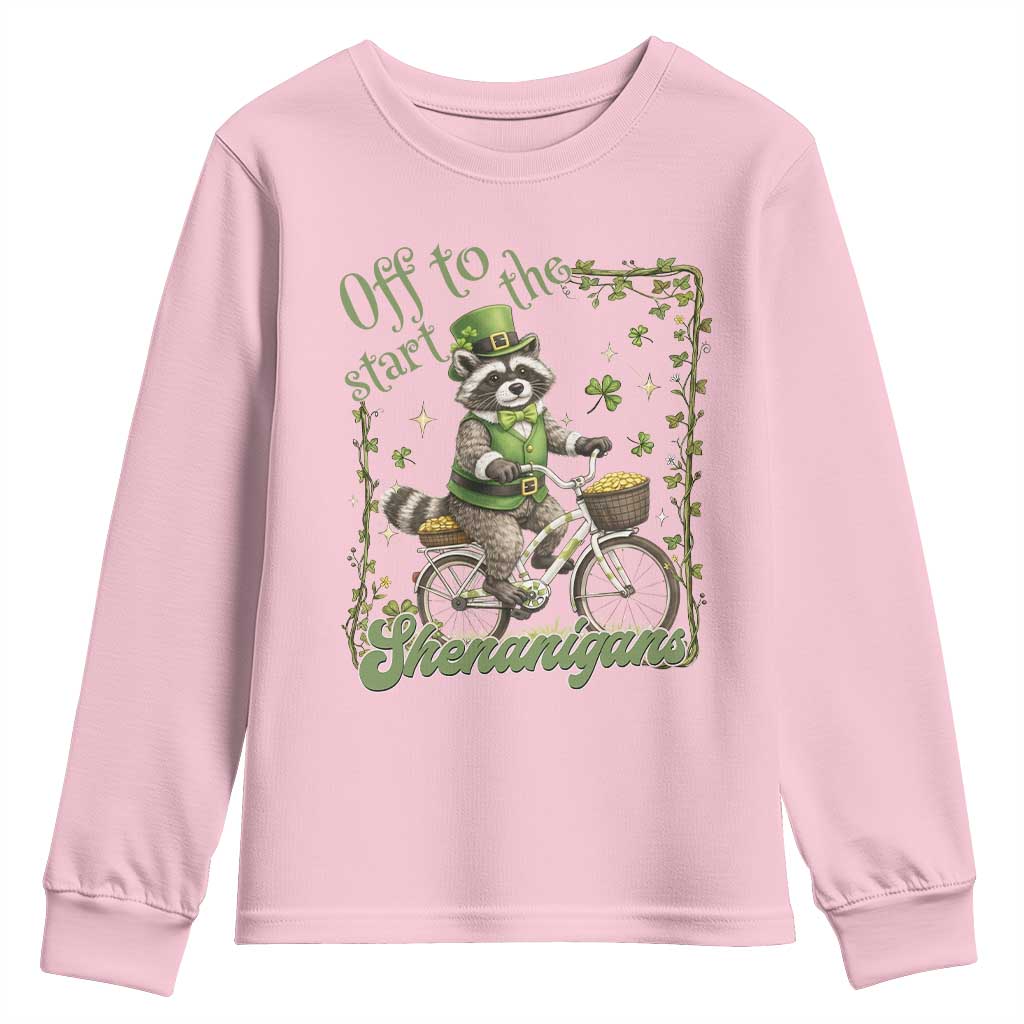 Funny Irish Raccoon Driver Youth Sweatshirt Off To Start The Shenanigans