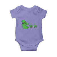 St Patricks Day Retro Gamer Eating Shamrock Lucky Gift Baby Onesie