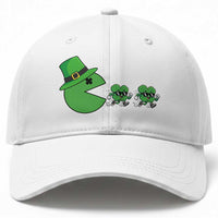 St Patricks Day Retro Gamer Eating Shamrock Lucky Gift Baseball Cap