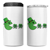 St Patricks Day Retro Gamer Eating Shamrock Lucky Gift 4 in 1 Can Cooler Tumbler