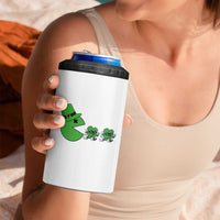 St Patricks Day Retro Gamer Eating Shamrock Lucky Gift 4 in 1 Can Cooler Tumbler