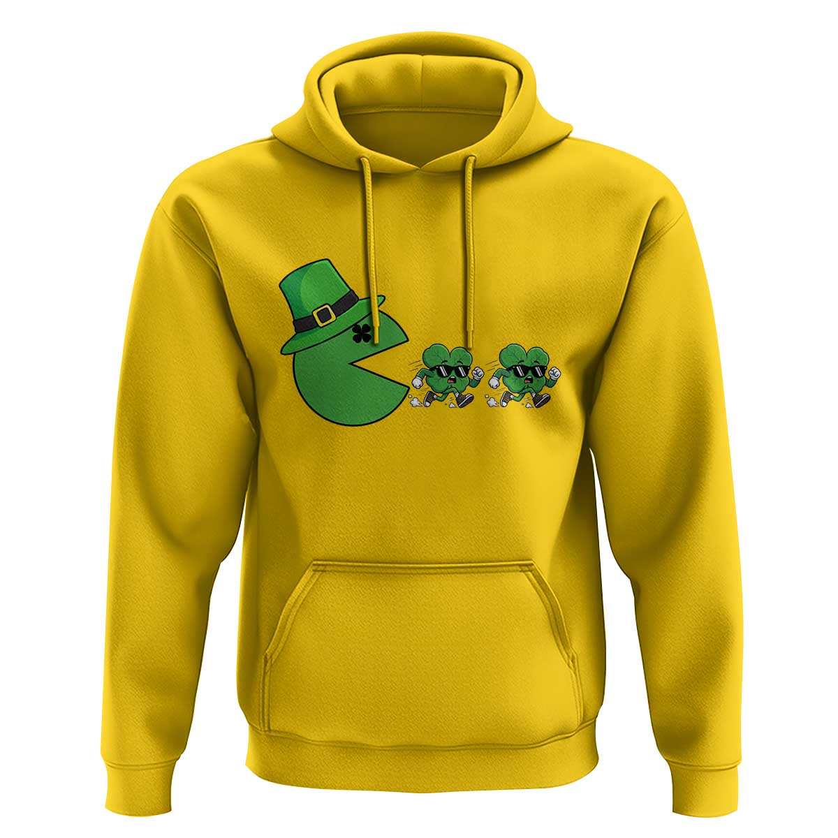 St Patricks Day Retro Gamer Eating Shamrock Lucky Gift Hoodie