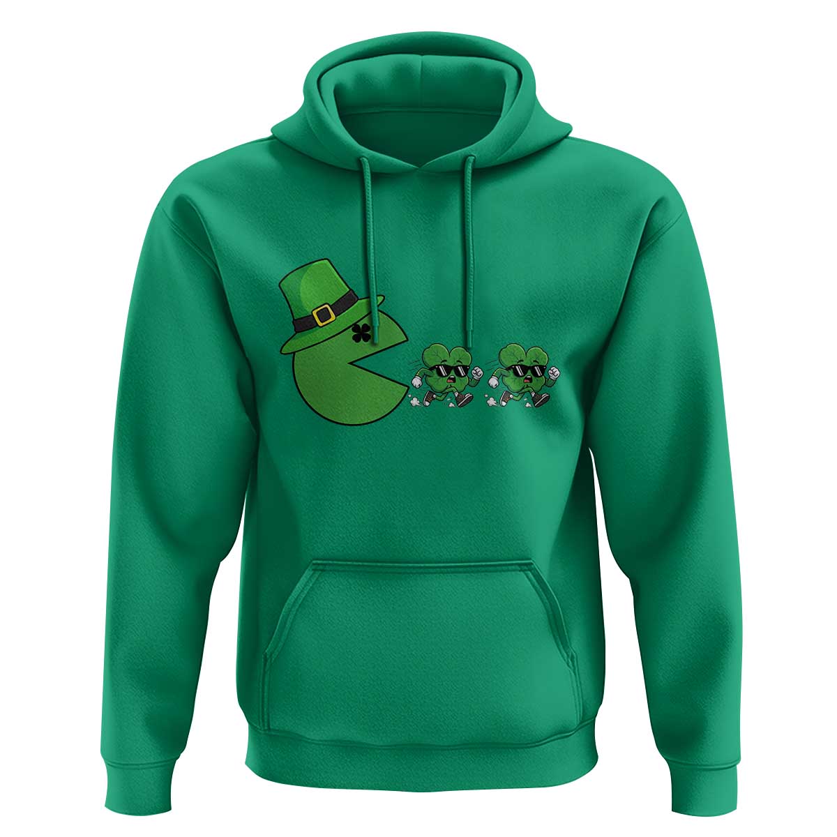 St Patricks Day Retro Gamer Eating Shamrock Lucky Gift Hoodie
