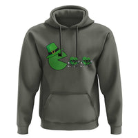 St Patricks Day Retro Gamer Eating Shamrock Lucky Gift Hoodie