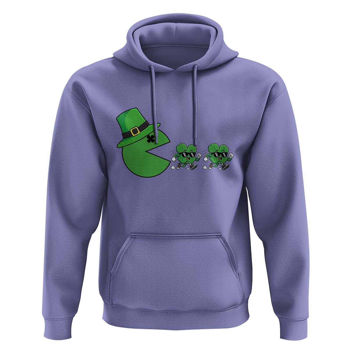 St Patricks Day Retro Gamer Eating Shamrock Lucky Gift Hoodie